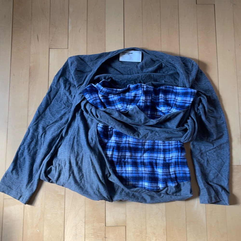 Hussein Chalayan plaid flannel and jersey bustier